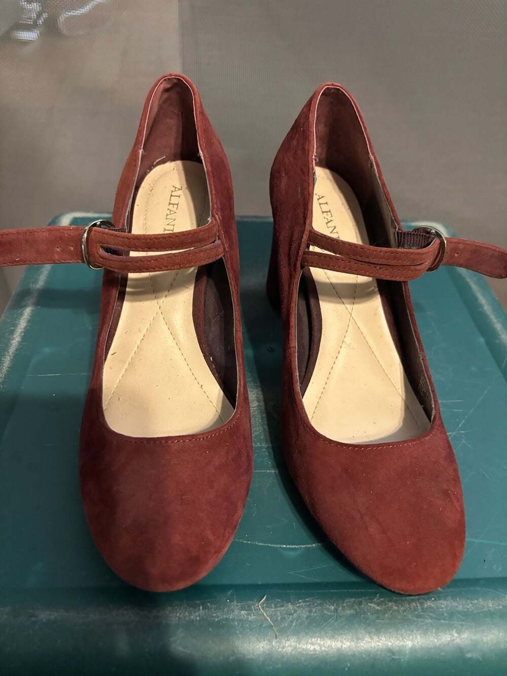 Alfani Mary Jane Heels Size 7.5 Burgundy Suede Block Heel Pumps